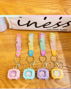 Mini luminous TV keychain cute cartoon bag pendant charm backpack accessory lovely gift