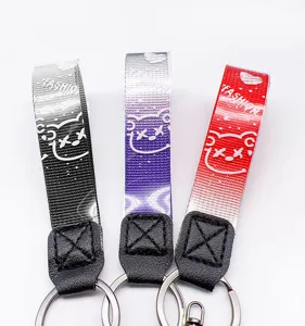 Gradient star bear keychain woven strap soft rubber phone bag pendant key ring accessory