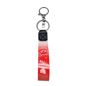Gradient Bear Woven Lanyard Keychain Metal Ring Bag Pendant Cute Key Chain Accessory