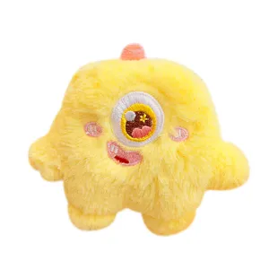 Schattig geel eenoog monster pluche broche cartoon mini pop sleutelhanger tas hanger