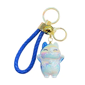 Gegalvaniseerde gelukskat sleutelhanger leuke tas charm kleurrijke hanger accessoire cadeau