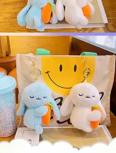 Schattig wortel konijn pluche speelgoed sleutelhanger tas hanger pop zoete accessoire