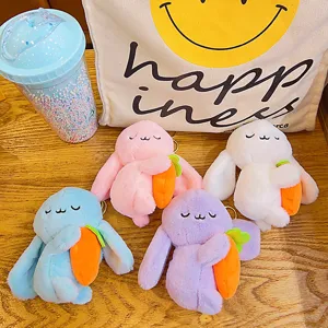 Schattig pluche konijn sleutelhanger wortel pop tas hanger koppel knuffel speelgoed