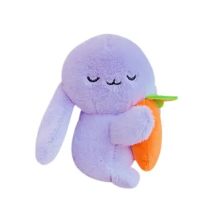 Schattig paars konijn pluche speelgoed met wortel, zachte knuffel tas hanger cadeau.