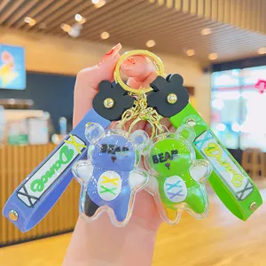 Schattige Transparante Acryl Cartoon Beer Sleutelhanger Trendy Koppel Sleutelhanger Tas Bedel Hanger Auto Accessoires