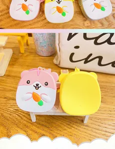 Leuke hamster siliconen portemonnee met haak, mini cartoon sleutelhanger voor kinderen en school.