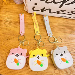 Leuke siliconen hamster portemonnee sleutelhanger, leuke cartoon tas voor kinderen.
