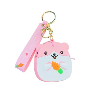 Schattige hamster siliconen portemonnee sleutelhanger voor kinderen en studenten rugzak.