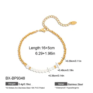 Goldenes Perlenarmband mit barocken Süßwasserperlen, Edelstahl wasserdichter Schmuck für Damen.