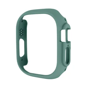Green protective PC bumper case for smartwatch, precise cutouts, durable frame detail.