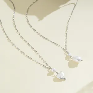Elegante Edelstahl Süßwasserperle Halskette Klassische Mode Wasserdicht Hypoallergen Schlüsselbein Kette Schmuck Für Damen