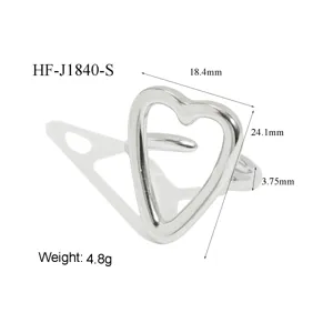 Geometrische open hartring van roestvrij staal voor dames, stijlvolle minimalistische sieraden.