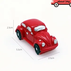 Mini resin car miniature dollhouse model cute red classic vehicle photography prop item