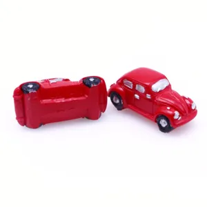 Miniature resin toy car dollhouse micro landscape red beetle model photography props set