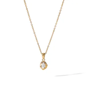 Collana con ciondolo in zircone irregolare placcato oro minimalista per donna elegante