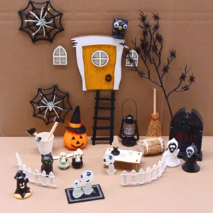 Halloween μινιατούρα κουκλόσπιτο σκηνή ρητίνη φάντασμα κολοκύθα διακόσμηση φωτογραφία αξεσουάρ