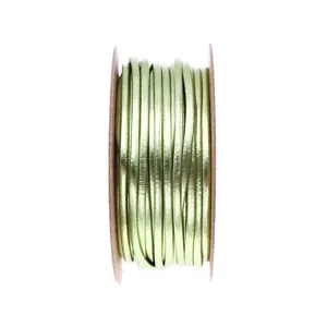 2mm metallic green PU leather cord spool for DIY bracelets, necklaces and jewelry making.