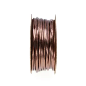 2mm brown metallic PU leather cord spool for DIY jewelry making bracelets necklaces crafts