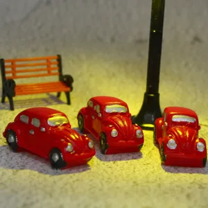 Miniature resin car toys dollhouse props micro scene photography accessories red beetle style