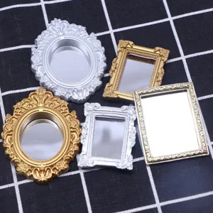 Specchio Intagliato Classico per Casa delle Bambole in Miniatura Oro Argento Retro Mobili per Casa delle Bambole Accessori Decorativi Modello