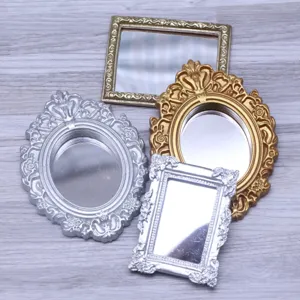 Casa delle bambole miniatura classica intagliata oro argento specchi set per scena decoro
