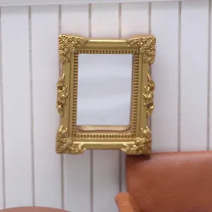 Miniatura casa delle bambole specchio oro ornato vintage classico micro arredamento modello