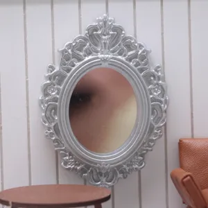 Miniatura casa delle bambole specchio da parete intagliato argento micro arredo