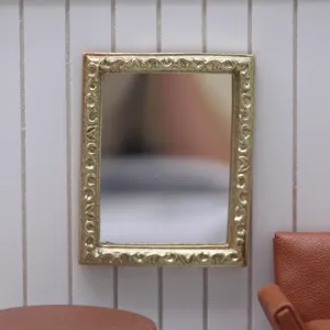 Casa delle bambole miniatura vintage specchio dorato intagliato modello mobile decoro
