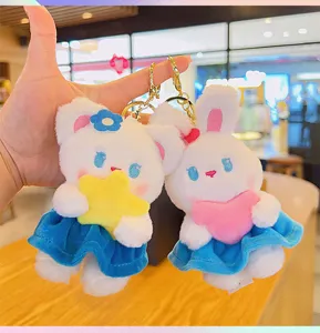 Suave llavero de felpa estrella corazón dibujos animados lindo colgante de bolsa