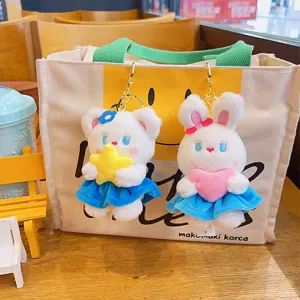 Bonitos llaveros de peluche con estrella y corazón para bolso, muñecos suaves para parejas y regalos.