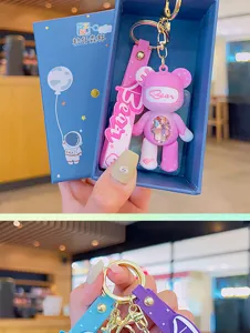 Llavero de oso de cristal degradado lindo colgante de bolso dibujos animados regalo moda