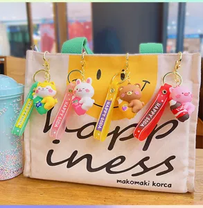 Mignon dessin animé animal porte-clés eau gazeuse poupée sac pendentif cadeau couple