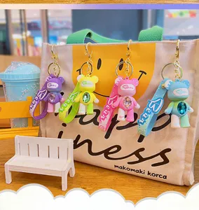 Llaveros de oso con diamantes de imitación degradados coloridos lindos colgantes de bolso regalo