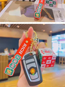 Mahjong Rubik's cube keychain Chinese style bag charm cute accessory pendant for keys and bags.