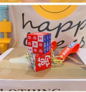 Chinese style lucky mahjong mini rubik cube keychain couple bag pendant fashion accessory chain