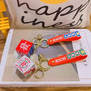 Chinesestyle lucky mahjong mini rubiks cube keychain couple bag pendant accessories