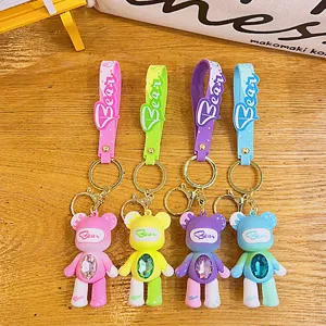 Llavero de oso con diamante degradado colorido bonito colgante de bolso regalo de pareja