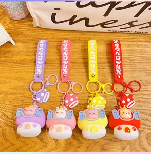 Cute cartoon mushroom house keychain silicone bag pendant cute couple car key ring accessory