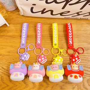 Cartoon Mushroom House Stress Relief Squishy Keychain Cute Animal Bag Pendant Soft PVC Key Ring Gift for Kids Women