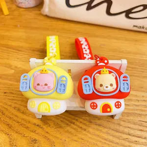 Cute mushroom house keychain cute cartoon bear cat bag charm stress relief toy pendant gift.