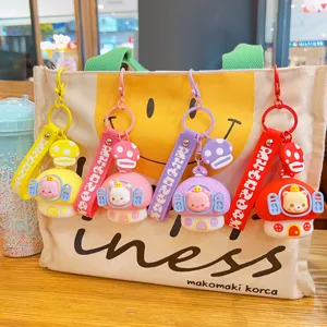 Cute mushroom house keychain cute cartoon bag pendant couple car key ring accessories set