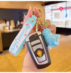 Colorful creative cute monster car keychain bag pendant accessory with lucky strap design