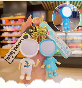 Luminous couple keychain cute cartoon bag charm creative glowing light pendant gift