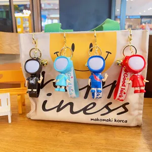 LED glowing couple keychain cartoon cute bag pendant backpack charm creative gift item