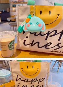 Cute silicone rabbit card holder coin purse keychain, cartoon bag pendant accessory.