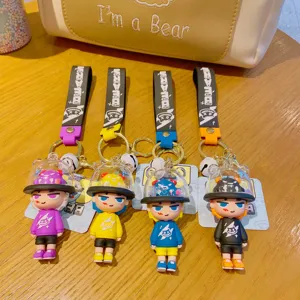 Cute cartoon monster keychain, trendy couple car key ring bag pendant, 4 color options.