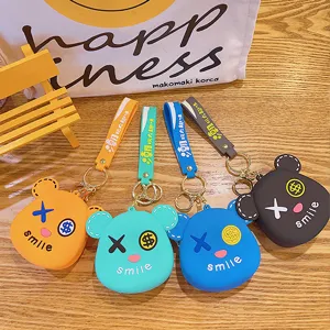 Silikon Cartoon Bär Münztasche Schlüsselanhänger Auto Schlüsselhalter Tasche Anhänger 4 Farben top