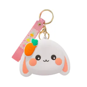 Cute silicone rabbit coin purse keychain cartoon bag pendant lovely rabbit charm new