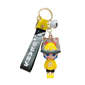 Cartoon bear keychain cute bag charm stylish backpack accessory couple key ring pendants