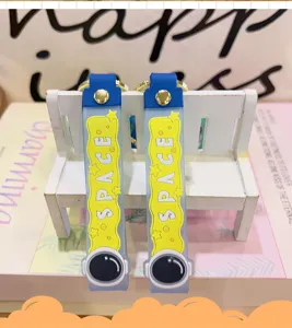 Leuke astronaut sleutelhanger, blauwe siliconen rugzak hanger voor koppels en kinderen.